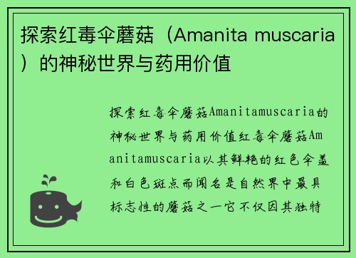 探索红毒伞蘑菇（Amanita muscaria）的神秘世界与药用价值